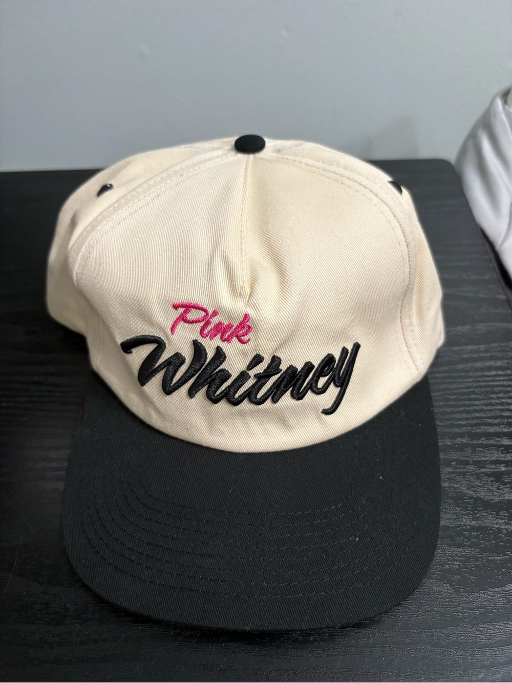 Barstool Sports Pink Whitney - Cream & Black SnapBack Hat - Picture 2 of 8